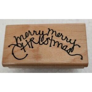 Merry Christmas Rubber Stamp 1996 Vintage Xmas Holiday Craft Message Unused